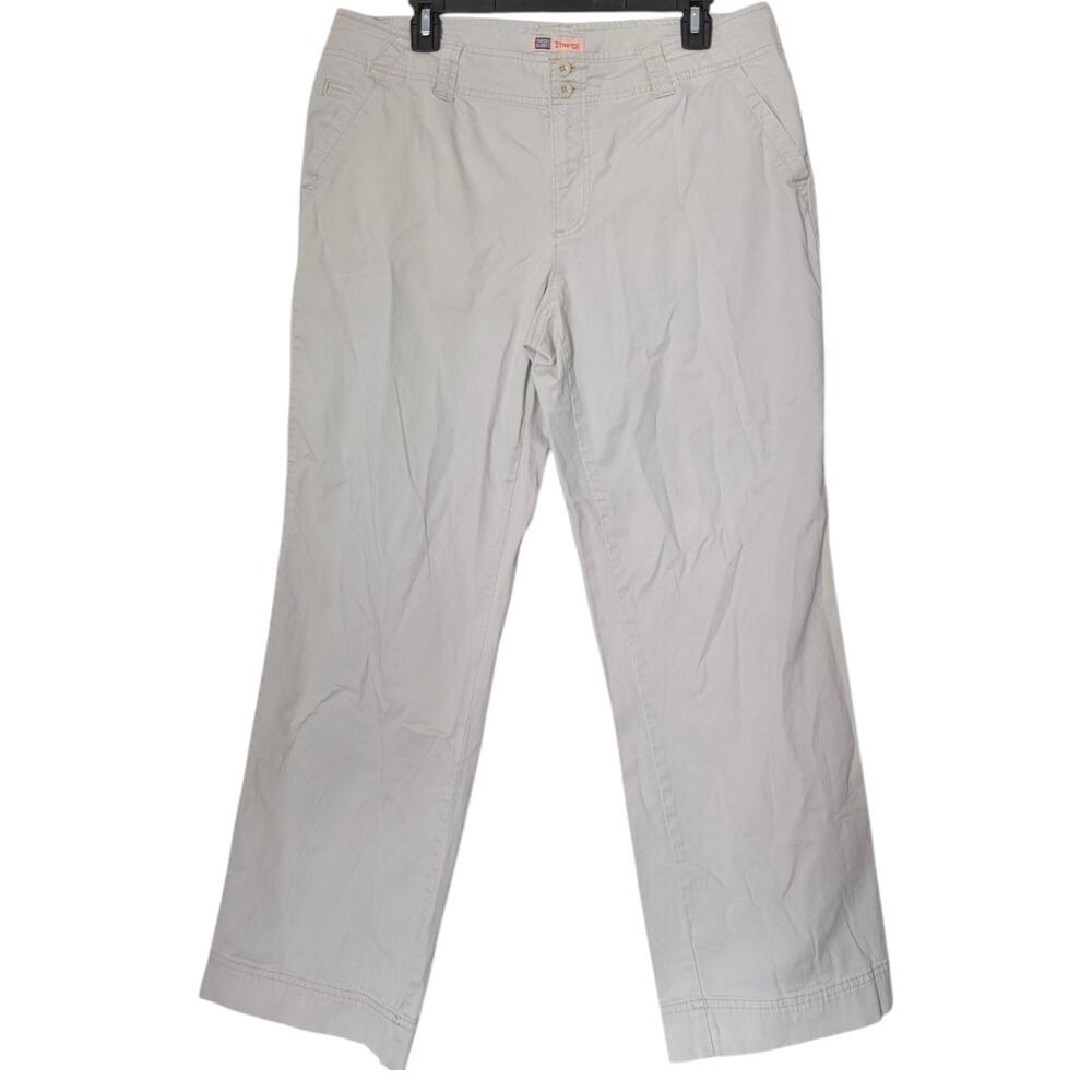 Faded Glory Pants Womens 14 Petite Gray Washed Stretch Chino Straight Leg Casual